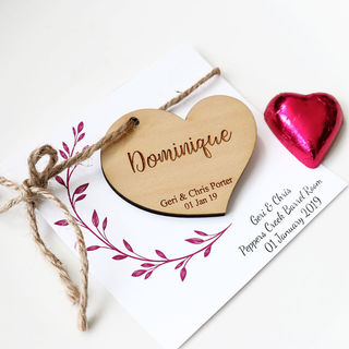 Personalised Wedding Favour -  Wooden Boho Heart